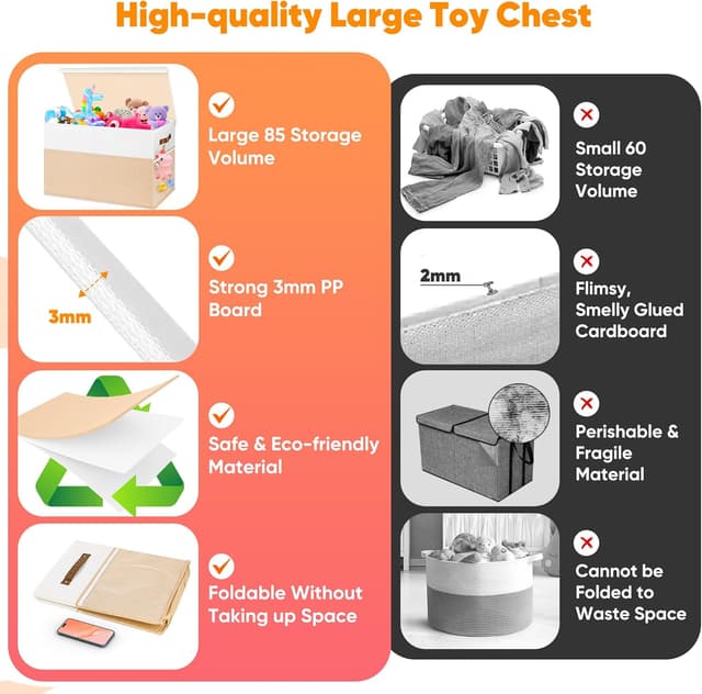 Thumbnail 4 de Mabahoo Large Toy Box 25"x13"x16" Storage Chest