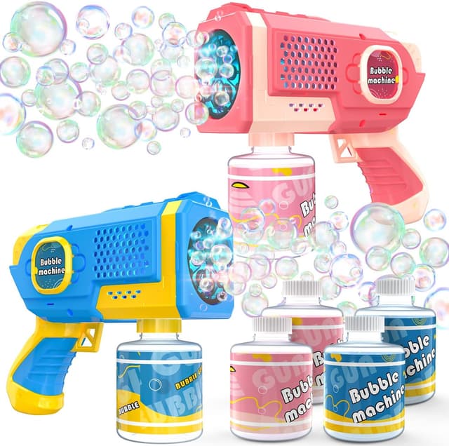 Detalle de EagleStone 2-Pack Bubble Guns with 4 Bottles of Bubble Solution (LED Light Automatic Bubble Blaster Set)