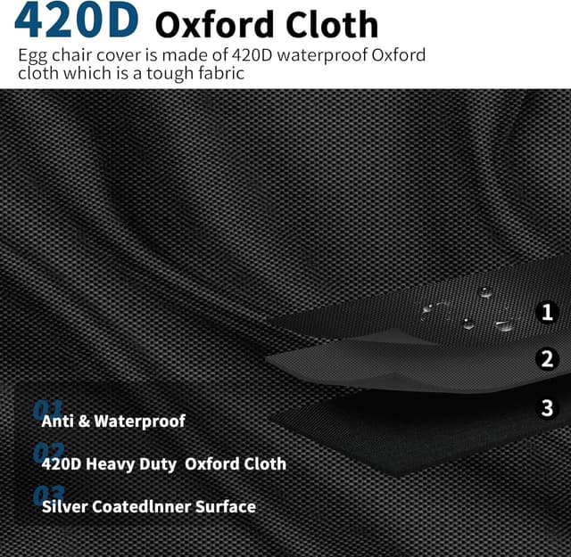 Detalle 2 de OZMI Double Egg Chair Cover (200 x 230cm) in 420D waterproof fabric with zipper drawstring