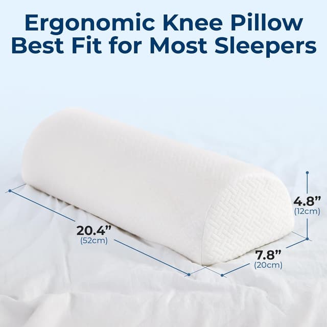 Detalle 2 de 5 Stars United Knee Pillow for Back Sleeping with Memory Foam Leg Support (Half-Moon Bolster) – White