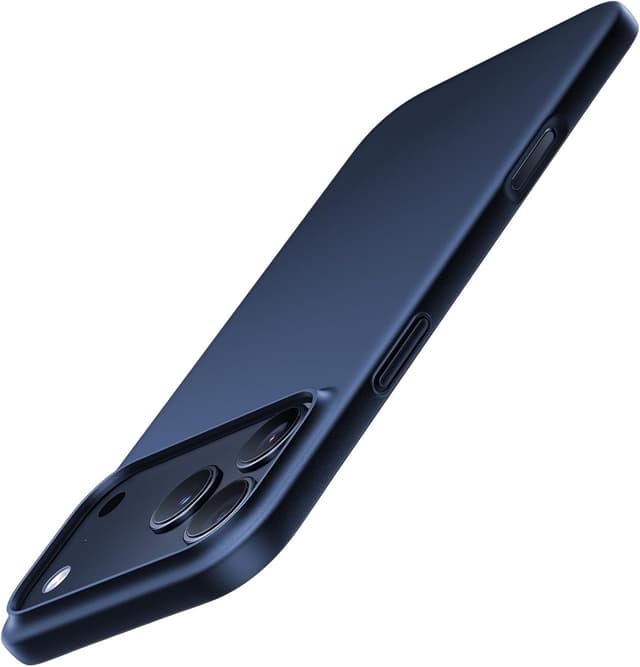 Detalle de TORRAS Ultra Dünn 0,09 cm Hülle für iPhone 17 Pro – blau, erhöhter Kamerakantenschutz, seidig-mattes Griffgefühl