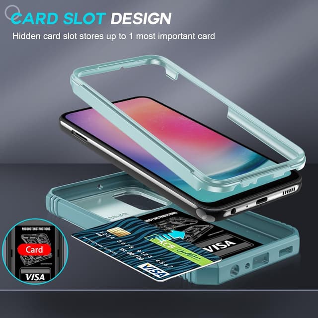 Detalle de LeYi for Samsung Galaxy A25 5G Camera Cover Slider Case (2-pack tempered glass + ring stand)