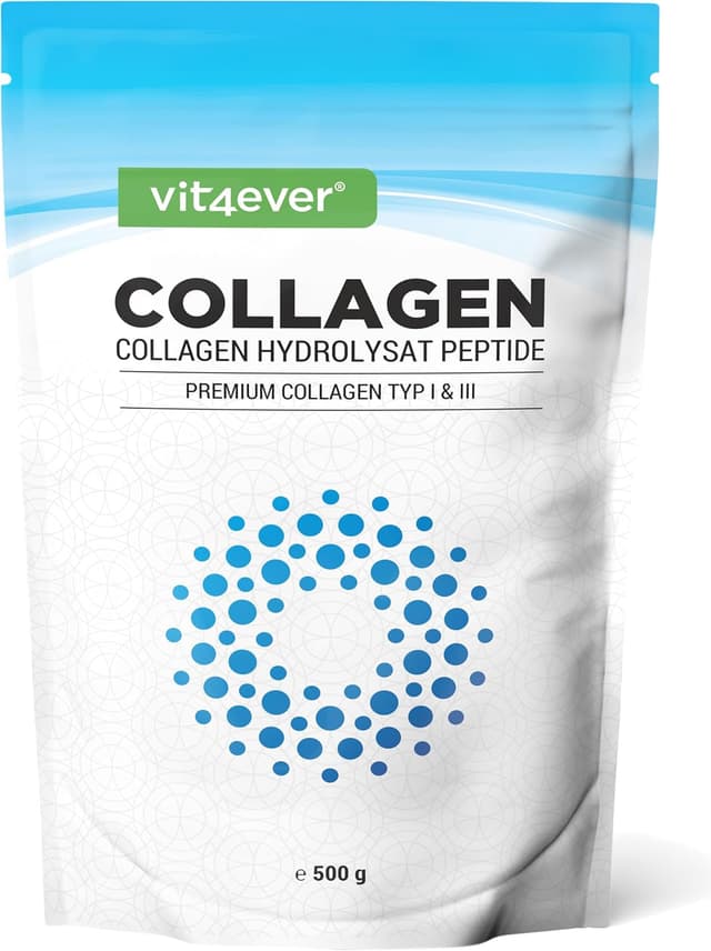 Detalle de Vit4ever Collagen Pulver 500 g (Kollagen Hydrolysat Typ 1 & 3) – geschmacksneutral, ohne Zusatzstoffe
