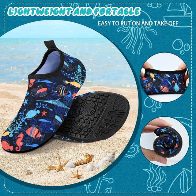 Detalle de Kids Water Shoes for Toddlers & Children – Quick Dry Non-Slip Aqua Socks (92% Polyester / 8% Spandex)