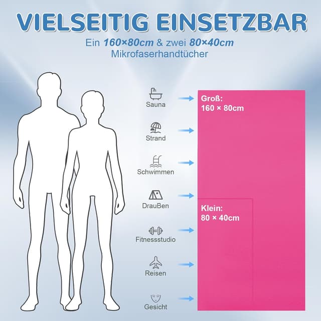 Detalle 2 de Mikrofaser Handtücher 3er Set 160×80 cm