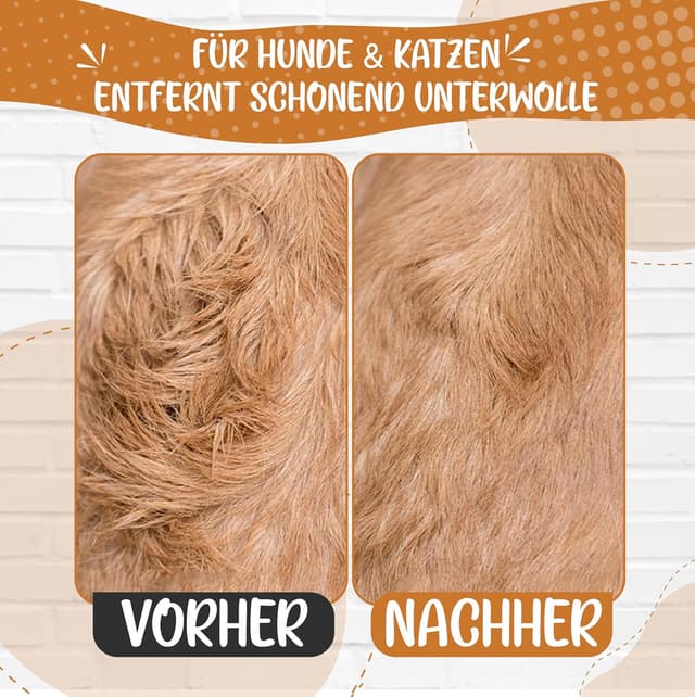 Detalle de TESTURTEIL SEHR GUT Unterwollbürste & Unterfellbürste für langhaarige Katzen und Hunde
