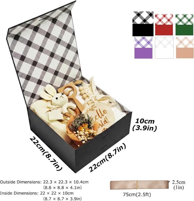 Detalle 2 de Tekhoho Schwarze Geschenkbox mit Magnetdeckel – 22x22x10 cm Premium-Verpackung