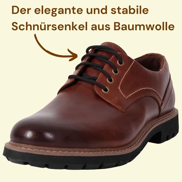 Detalle de Mount Swiss Schnürsenkel rund aus 100% Baumwolle Ø 3–4 mm, braun – Längen von 45 bis 200 cm