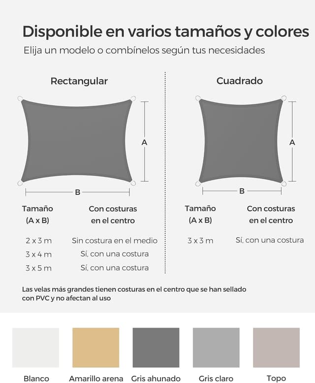 Thumbnail 5 de SONGMICS vela de sombra 3x4 m