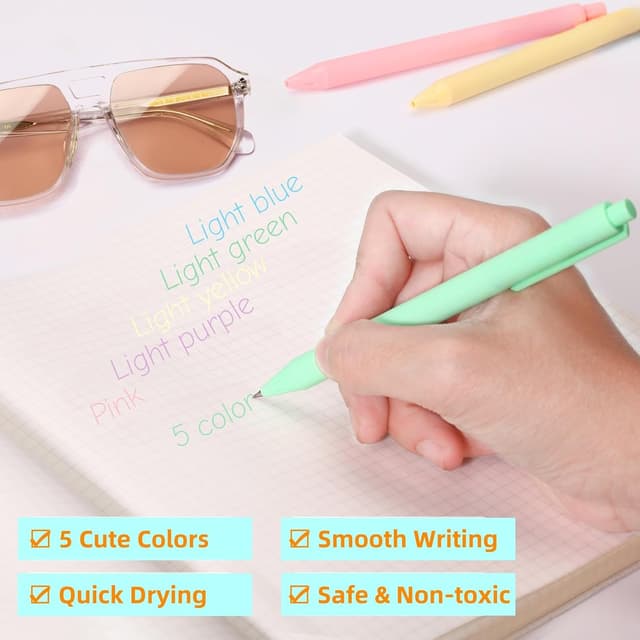 Detalle de Mutsitaz lot de 10 stylos à bille rétractables gel pastel 0,5 mm