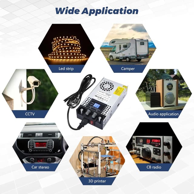 Thumbnail 6 de BOSYTRO Alimentation réglable 0-12V jusqu’à 50A (600W) pour bande LED, CCTV et projets 12V