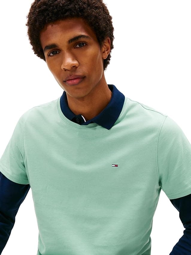 Detalle de Tommy Jeans Camiseta Slim Fit XS verde Cloudy Jade