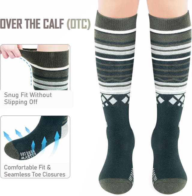 Thumbnail 4 de OutdoorMaster 2 paires chaussettes ski laine mérinos