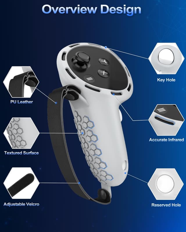 Thumbnail 6 de AMZDM Controller Grip for Oculus Meta Quest 3S / Quest 3 VR Controllers (Gray) — Non-Slip Silicone Covers + Thumb Caps