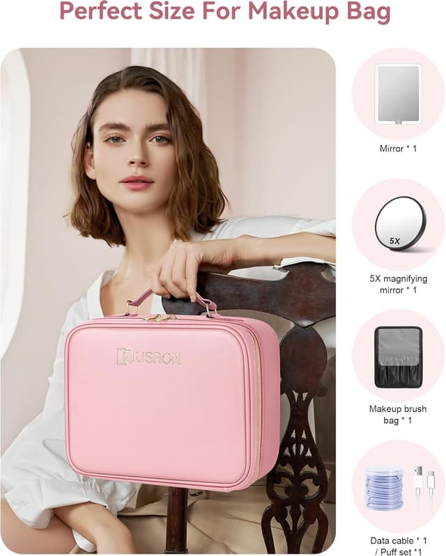 Thumbnail 4 de JUSRON Travel Makeup Bag with 1500 mAh LED Mirror