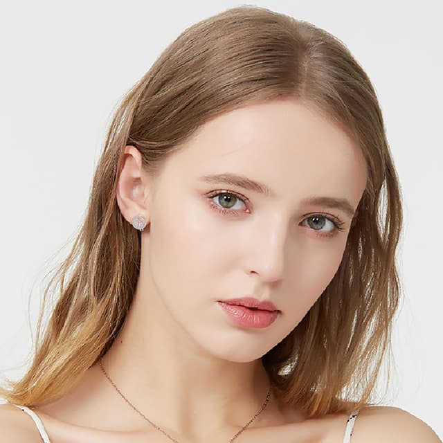 Detalle de Hifeeled Ohrstecker Damen aus 925 Sterling Silber mit Zirkonia – Mondmotiv, 11 x 11 mm