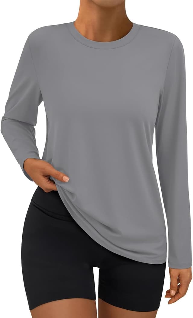 Detalle de Suncife Women Long Sleeve Workout Tops – breathable, quick-drying yoga gym shirts