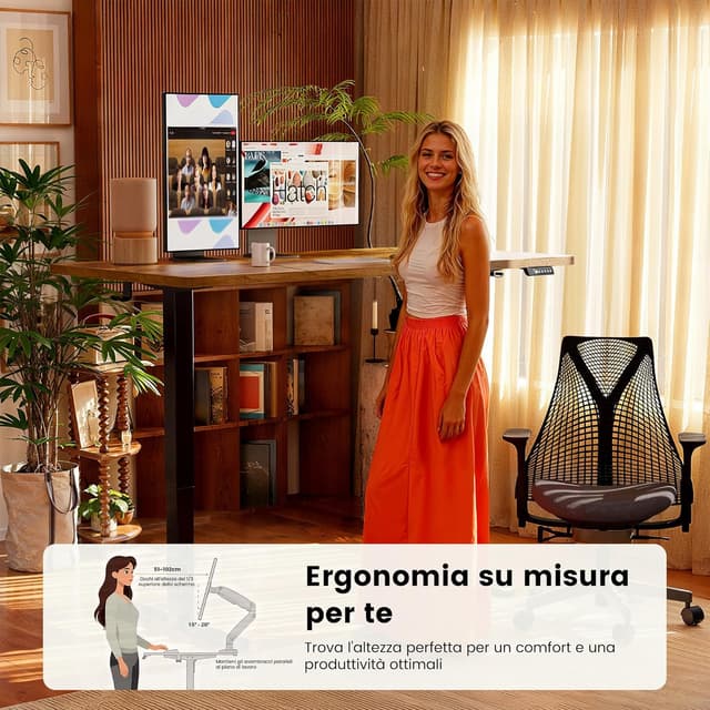 Detalle 2 de ErGear scrivania regolabile in altezza sit-stand con pannello smart a 4 memorie e piano 120 x 60 cm