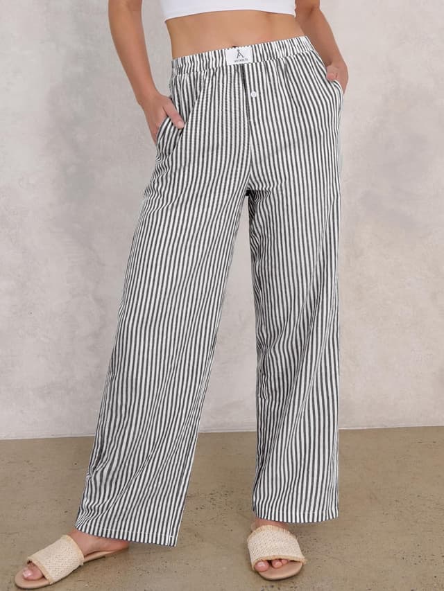 Detalle 2 de ANRABESS Striped Gingham Pajama Pants XS-XXL