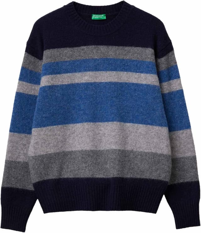 Detalle de United Colors of Benetton Maglia Uomo in 100% lana vergine con girocollo e righe 103mk10ar