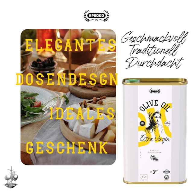 Detalle de Apsogo Bio Extra Natives Olivenöl aus Kreta (3.000 ml) – mild & fruchtig, kaltgepresst