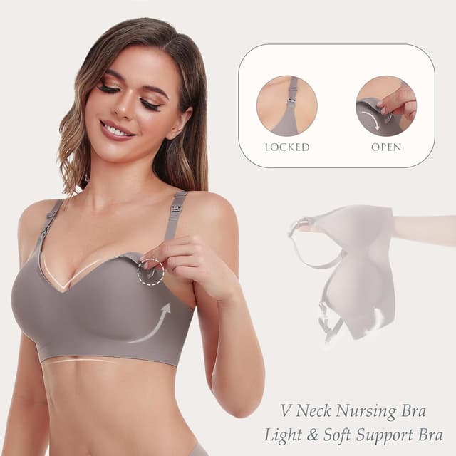 Detalle de Vinfact Seidig Glatter Still-BH ohne Bügel – nahtloser Schwangerschafts- und Still-BH mit BH-Verlängerungen