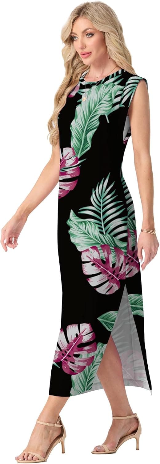 Detalle 2 de GRECERELLE women’s summer maxi dress with split, pockets and floral print