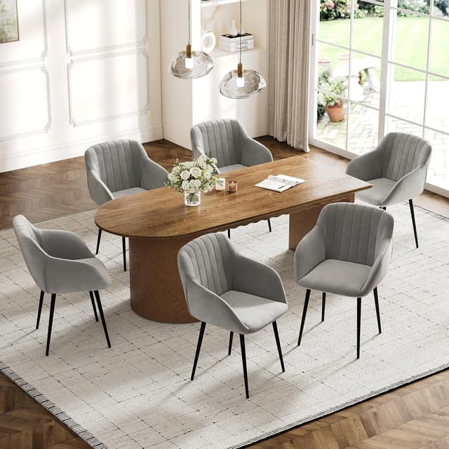 Detalle 2 de Goeurvant Set 6 sedie in velluto grigio