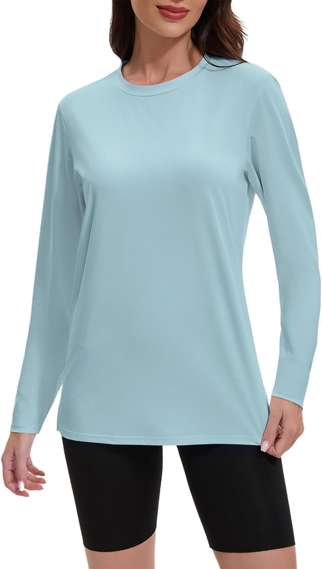 Detalle de Suncife Women’s Long Sleeve Workout Tops (Crew Neck) – breathable, quick-drying gym & yoga tees
