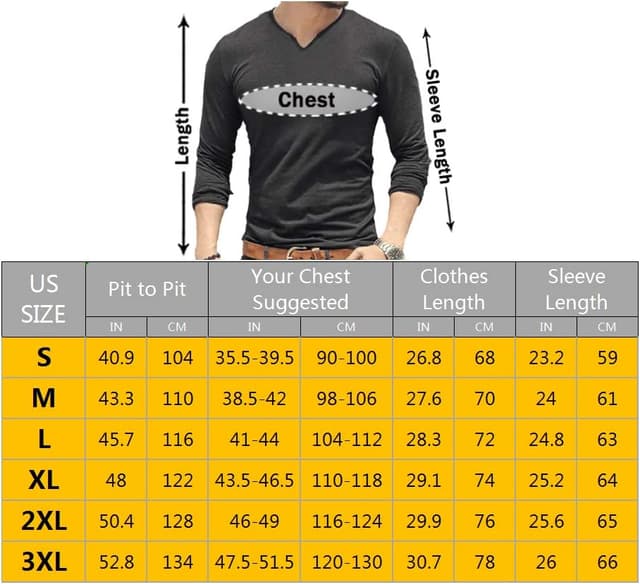 Detalle de T-shirt Henley manches longues coupe slim col en V pour homme en coton avec élasthanne