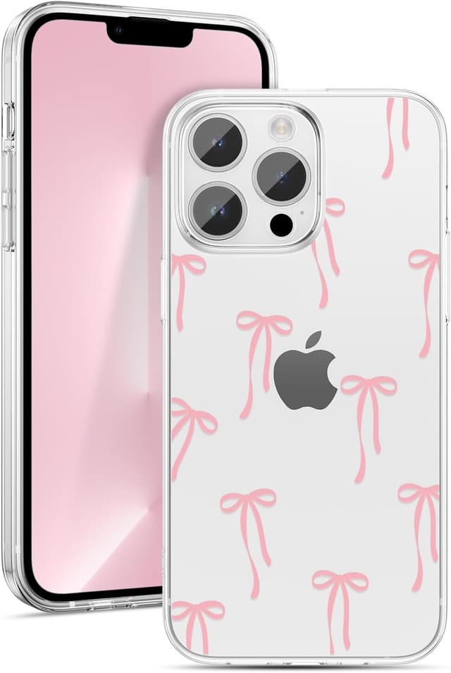 Detalle de ZTOFERA Durchsichtige Hülle für iPhone 15 Pro Max (6,7") mit Bowknot-Design – weiches TPU, stoßfest, hellrosa