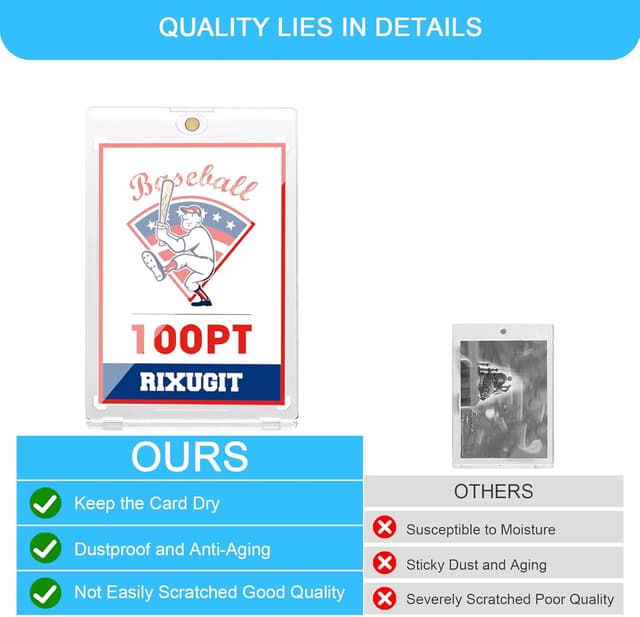 Detalle 2 de 20-Pack 100pt One Touch Magnetic Card Holders (Magnetic Baseball Card Holders) with UV Protection