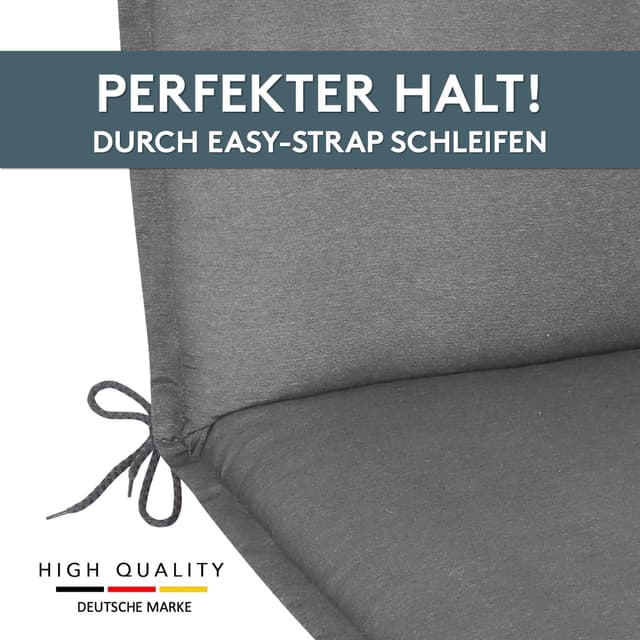 Detalle 2 de LILENO HOME Gartenstuhl-Auflagen im 2er-Set für Hochlehner – Uni Mittelgrau (Tami)