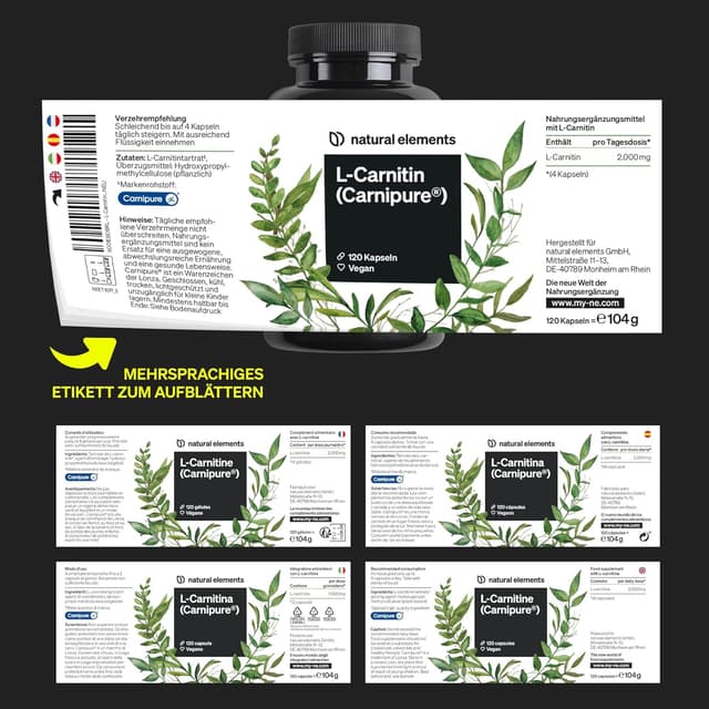 Thumbnail 5 de natural elements L‑Carnitin 2000 Kapseln, hochdosiert