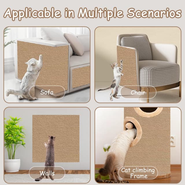 Thumbnail 6 de Xynovate tappetino tiragraffi adesivo per gatti, autoadesivo e tagliabile (cachi)