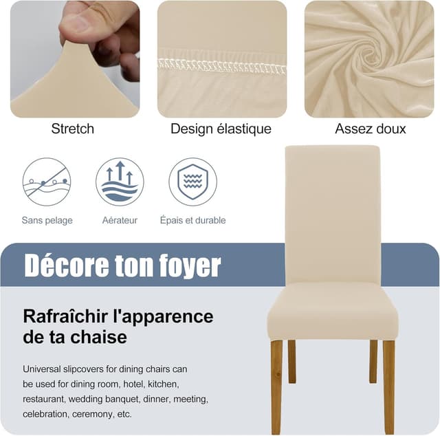 Thumbnail 2 de SUKAIKEQA housse élastique chaise beige