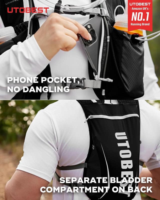Detalle 1 de UTOBEST Trinkrucksack 5L für Läufe