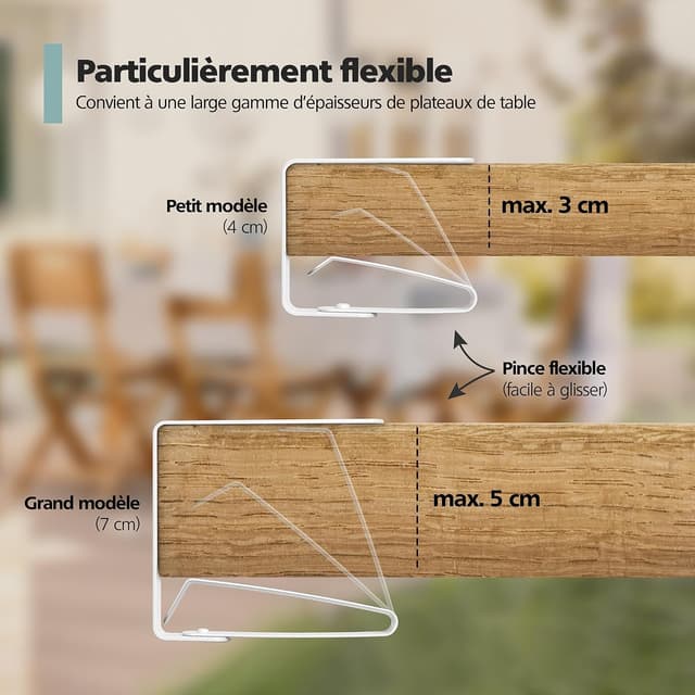 Detalle 2 de Virea lot de 8 pinces à nappe en acier inoxydable pour tables (jusqu’à 3 cm d’épaisseur)