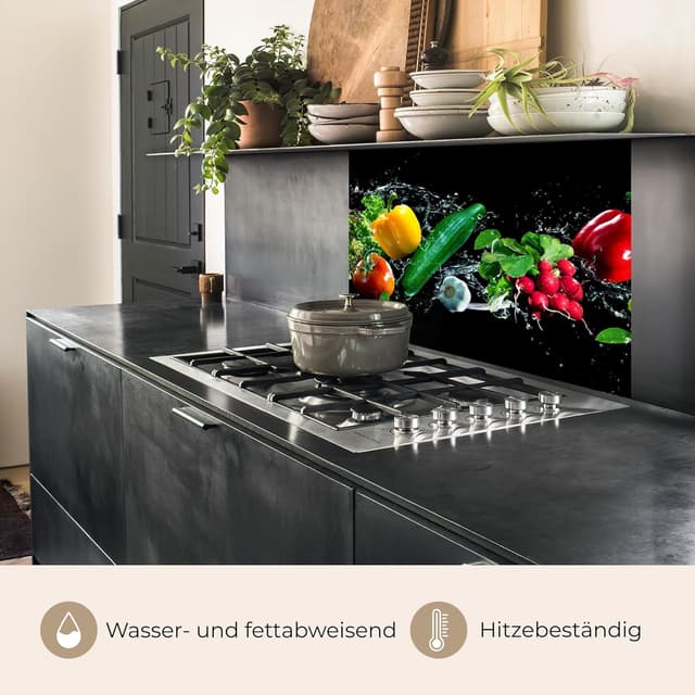 Thumbnail 6 de KitchenYeah Küchenrückwand selbstklebend 60x80 cm (Spritzschutz, ohne Bohren) – Schwarz mit Glasoptik