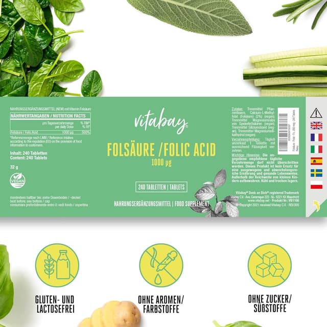 Thumbnail 6 de Vitabay Folsäure 1000 mcg Tabletten 💊