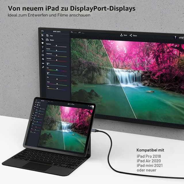 Detalle 2 de BENFEI USB‑C auf DisplayPort Kabel 1,8 m – 4K bis 144 Hz/240 Hz (je nach Modus)