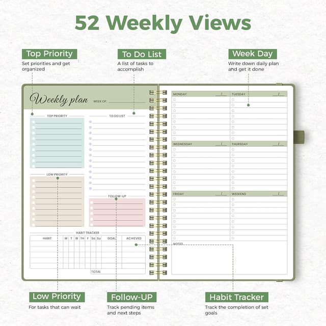 Detalle 2 de Umriox Undated Planner A4 Weekly Planner