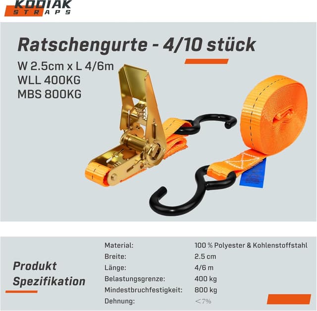 Detalle 2 de KODIAK STRAPS Spanngurte 4 m 800 kg