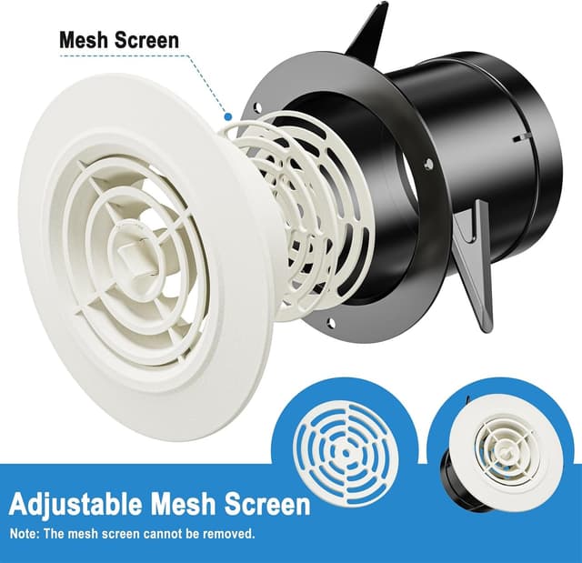 Detalle de Hon&Guan griglia di ventilazione rotonda 75 mm regolabile, in ABS bianco (2 pezzi)