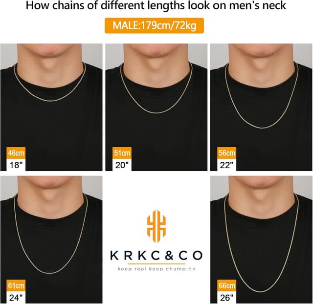 Detalle de KRKC&CO Goldkette/Wheat Rope Kordelkette Herren – Edelstahl, goldbeschichtet, fein (ca. 3,0 mm) mit Karabinerverschluss