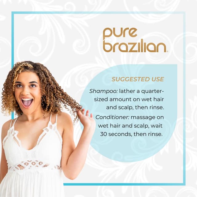 Detalle 2 de Pure Brazilian Anti-Frizz Daily Shampoo & Conditioner Duo (Salt-Free, Color Safe)