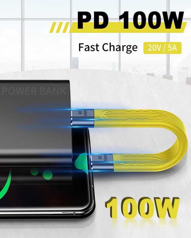 Detalle de Duttek 8K USB-C Short Cable (13cm) – 40Gbps USB-C to USB-C, 100W charging for Thunderbolt 3