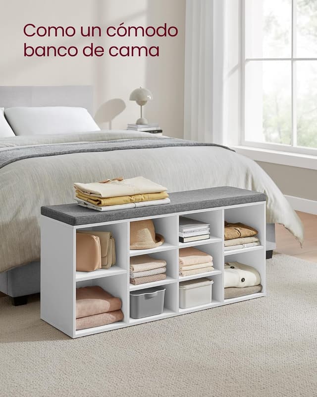Detalle 2 de VASAGLE Banco para Zapatos con 10 compartimentos y cojín