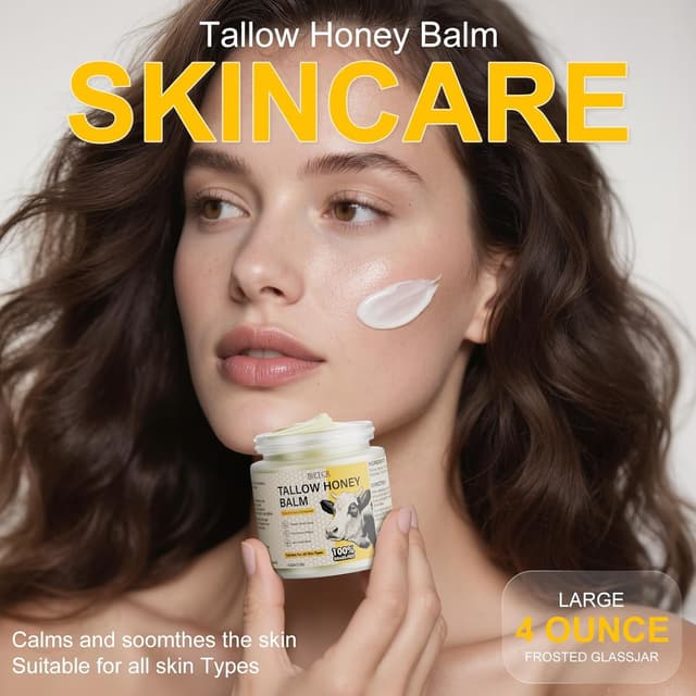 Detalle 2 de BIETCR Organic Grass-Fed Beef Tallow Balm (Unscented, 4.2 oz) for Face, Body, Lip Care & Eczema