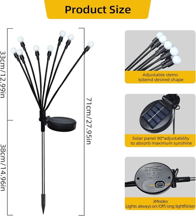 Detalle 2 de Jsdoin Solar Lights Outdoor Waterproof